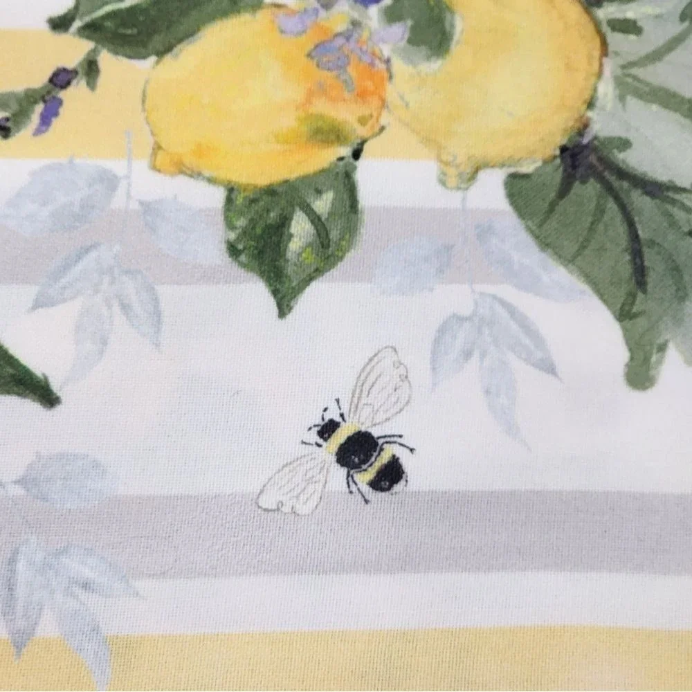 Nicole Miller Home‎ Polyester Tablecloth Lemons Flowers and Leaves 60x104 Oblong